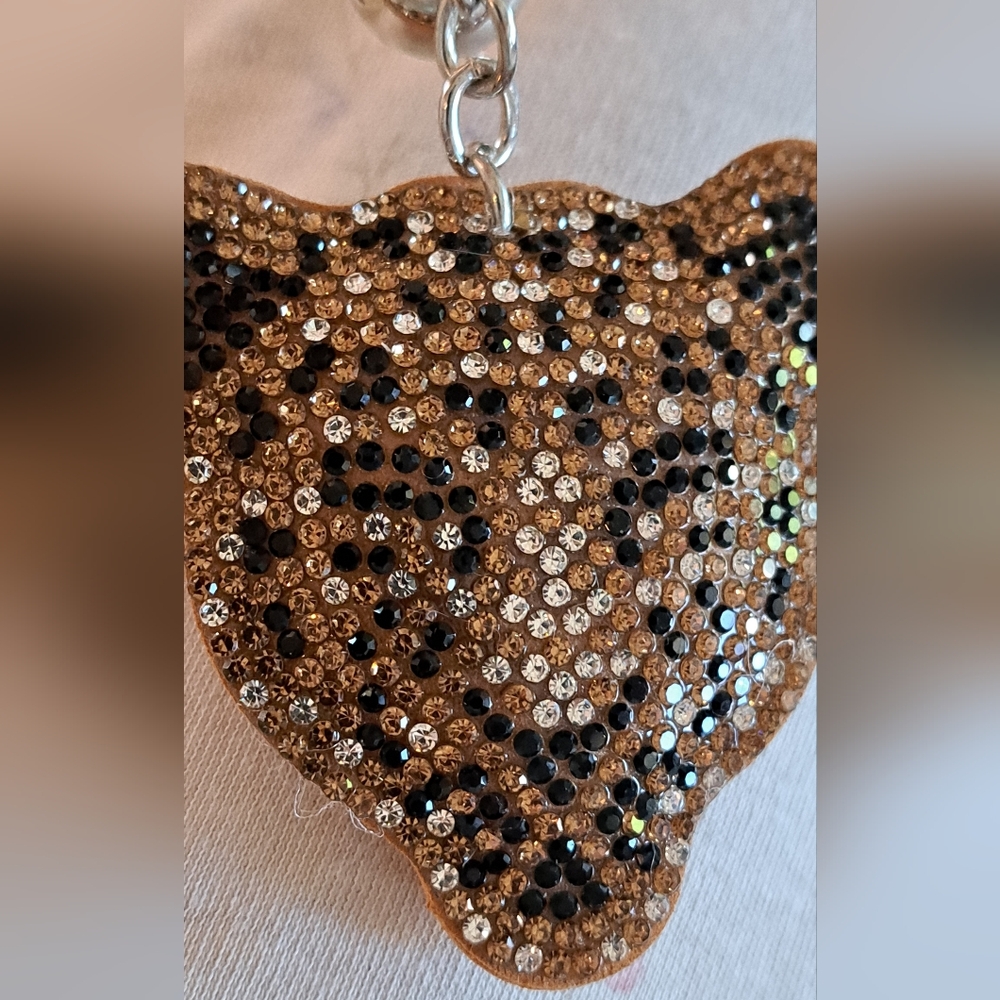 Sparkling Black and Gold Rhinestone Keychain